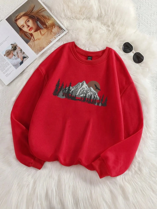 Colorado Big Mountain Printed Cool Sweatshirts For Women