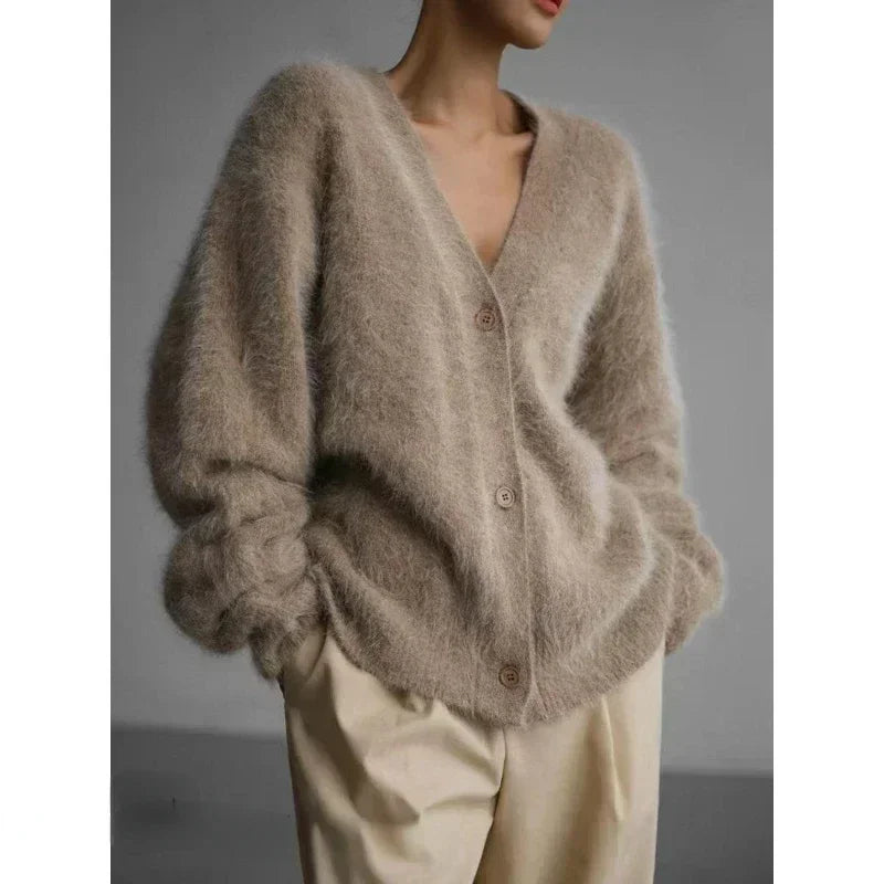 Cozy Mohair Knit Cardigan for Elegant Date Nights
