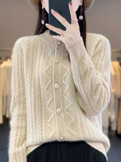 Thick Elastic Knitted Warm Cardigan Sweater