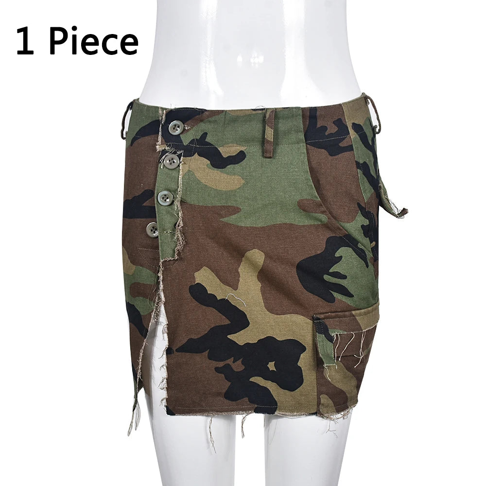 Strapless Camouflage Design Sexy Crop Tops