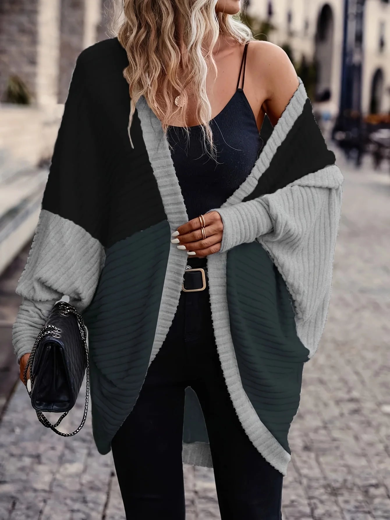 Women Bat Sleeve Loose Knitted Cardigan Sweater