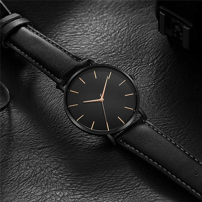 Mens Casual Ultra Thin Black Dial Analog Watches