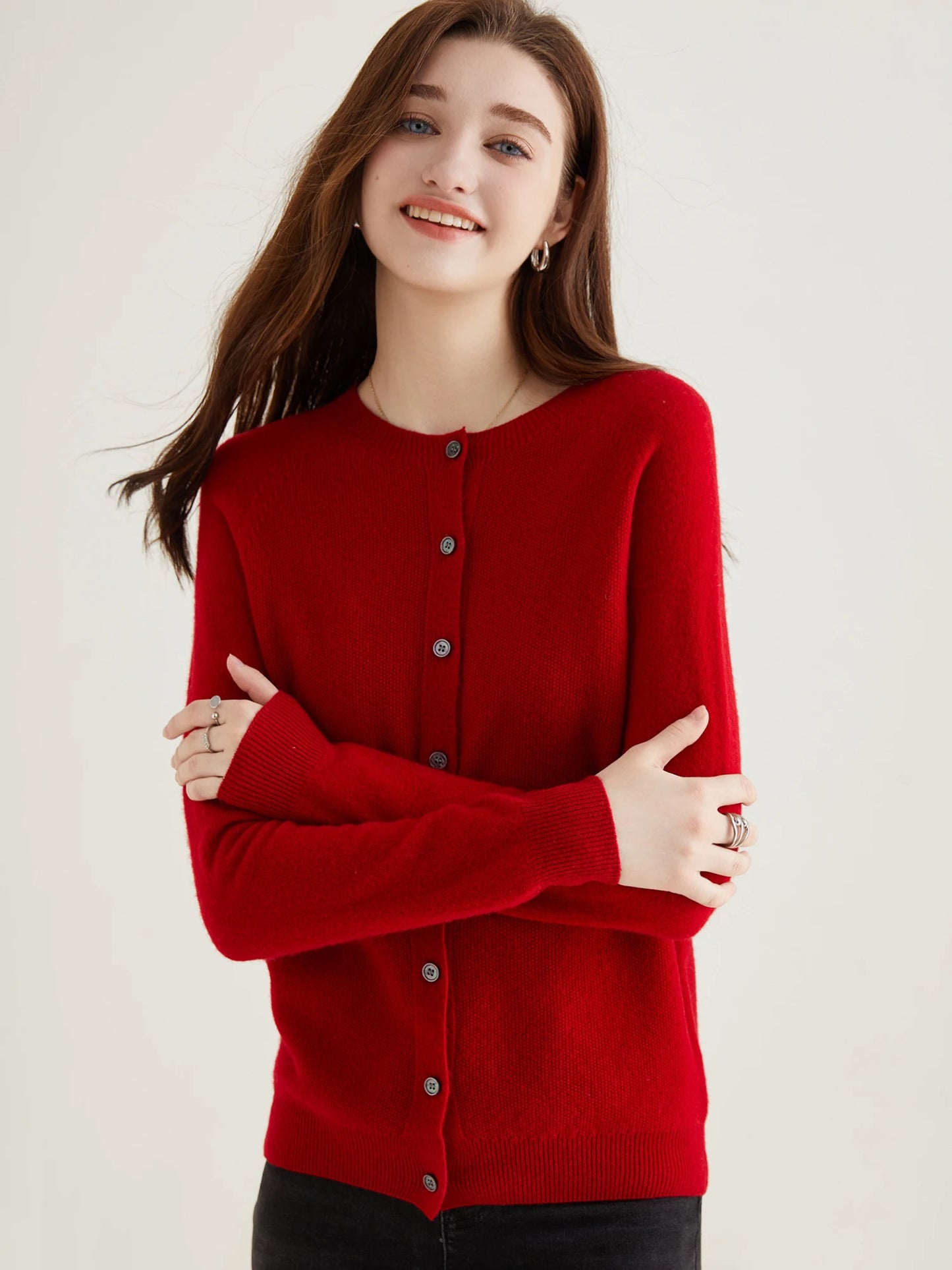 100% Merino Wool Knit Cardigan for Women – Timeless Vintage Style