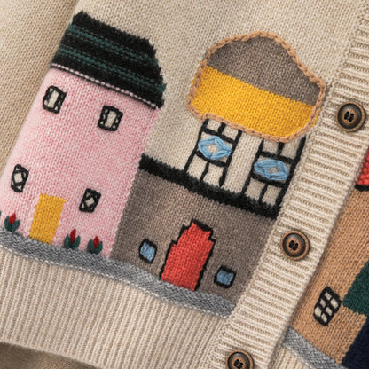 Elevated Warmth: High-Neck Cashmere Knitted Cardigan