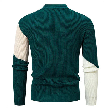 Casual Color-Block Geometric Knit Sweater Outfit