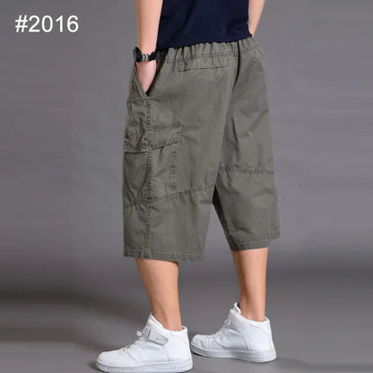 Casual Street Style Long Oversize Men Cotton Cargo Shorts