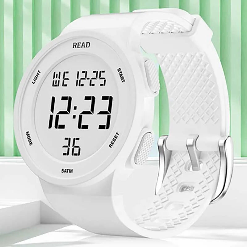 Minimalist Sporty Vibes - Trendy All-White Digital Watch
