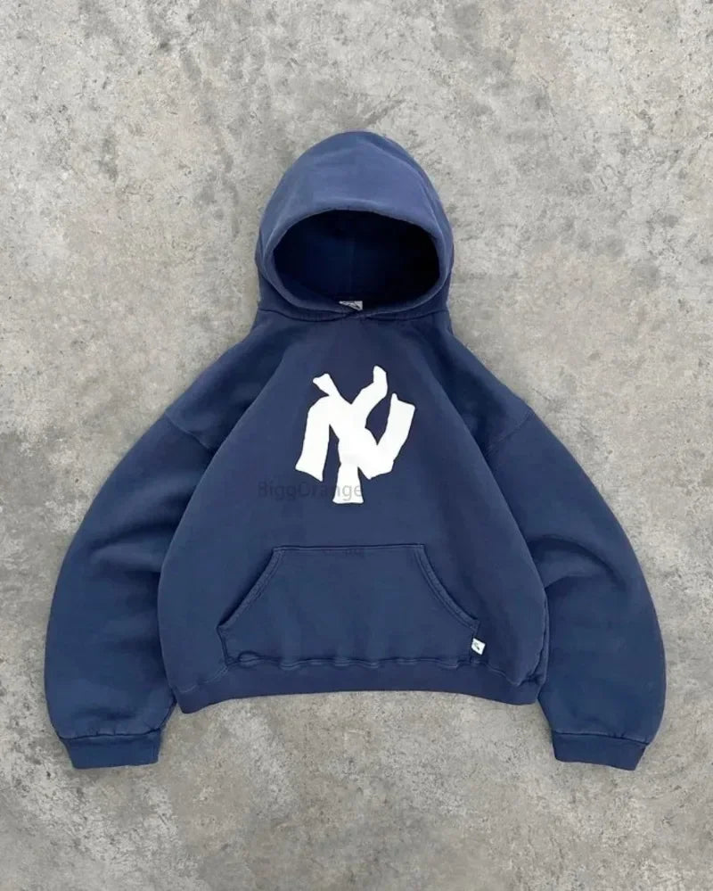 New Y2k Letter Print Zip Up Hoodie Streetwear Oversized Sweatshirt For Men Women