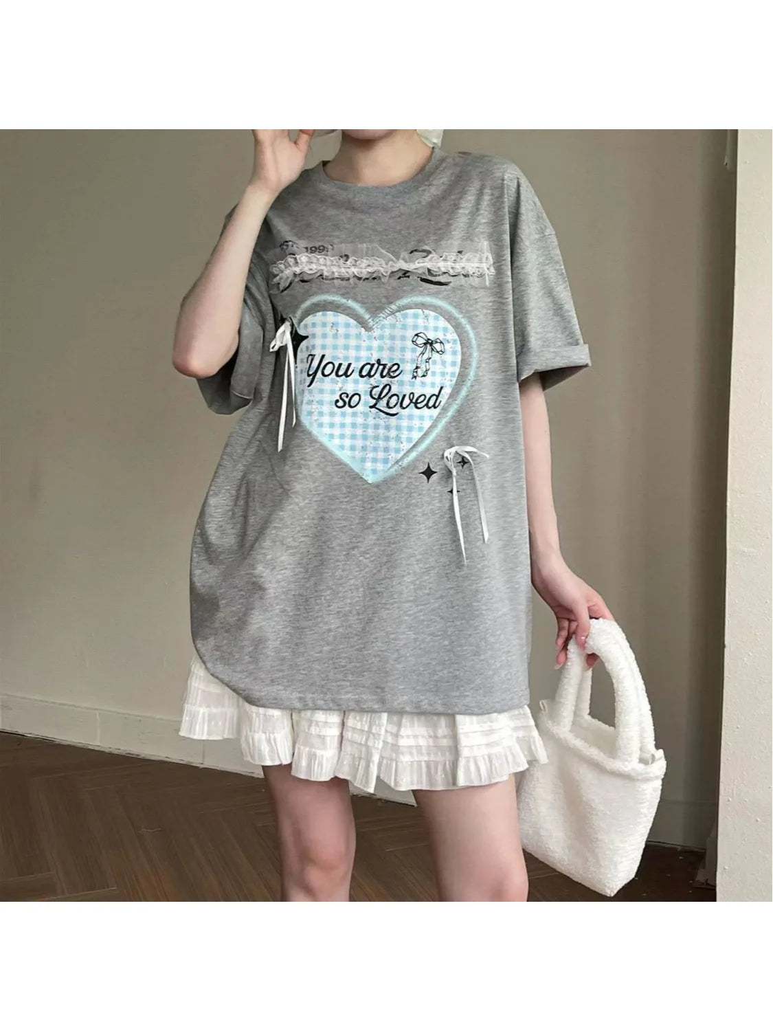 Bow Detail Cotton Lounge Set 2Pcs