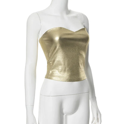 Golden Star Strapless Backless Sexy Crop Top