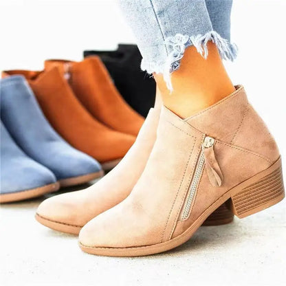 Platform Heel Suede Zipper Up Elegant Boots For Women