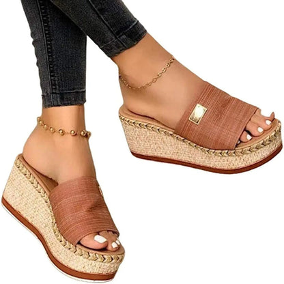 Ladies Crystal Wedges High Heel Sandals Summer Shoes With Thick Sole Diamond Platform Mules Slippers For Women