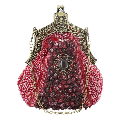 Queen Style Antique Crystal Beaded Evening Handbag