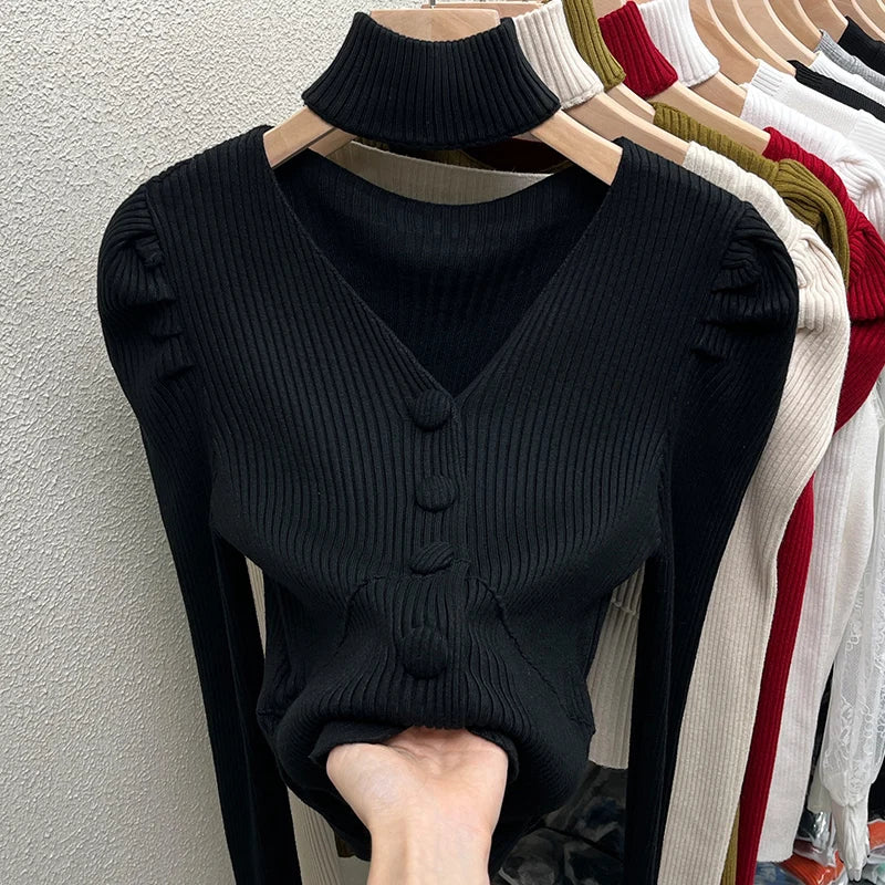 Womens French Style Off The Shoulder Red Sweater Autumn Winter Base Layer Niche Stylish Innerknit Top