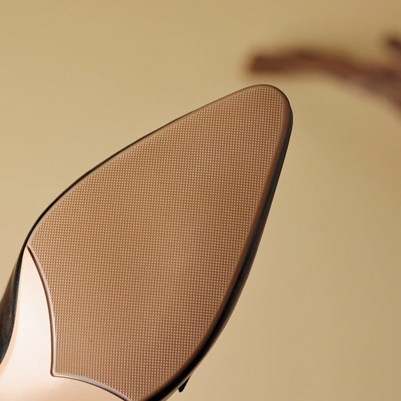 Womens New Designer Faux Leather Pointed Slippers