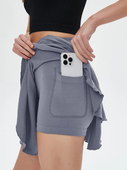 2 In 1 Quick Dry Women Sport Skirt Shorts