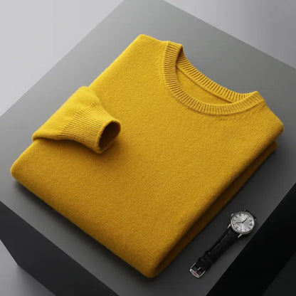 New Soft Mens Round Neck Thickened Wool Sweaters