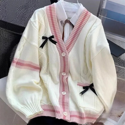 Japanese Style Nature Embroidery Cardigan Sweater