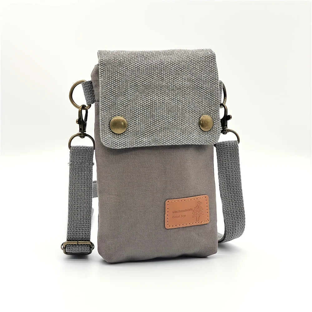 Sage Green Canvas Mini Phone Bag