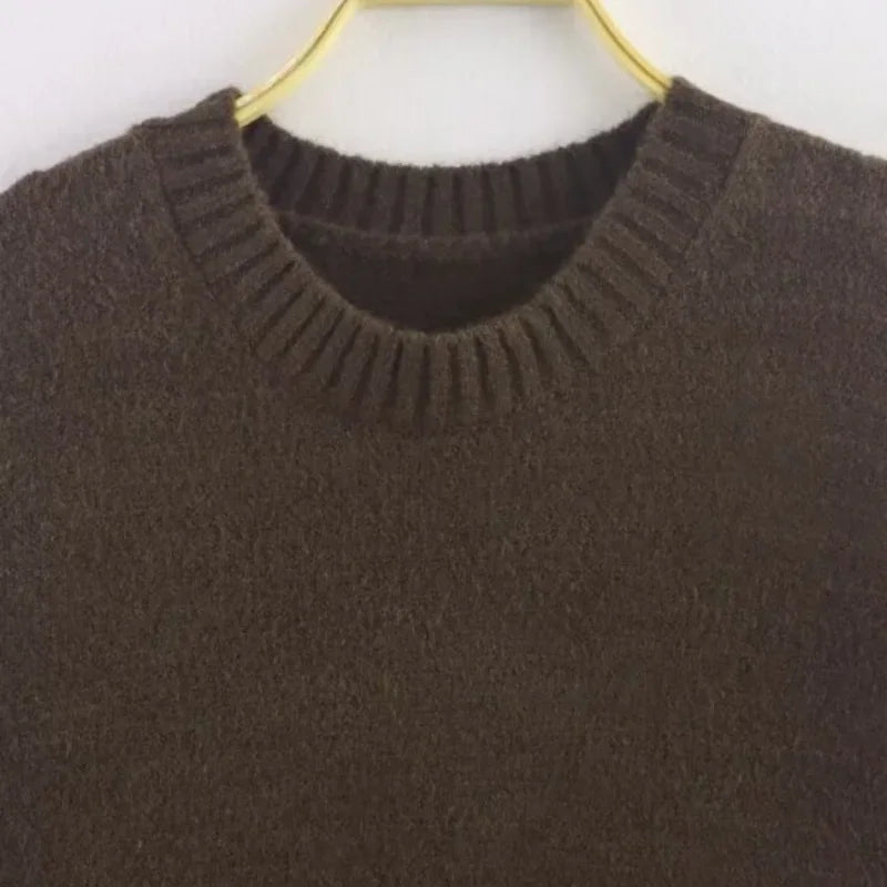 Simple O Neck Long Sleeve Sweaters