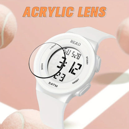 Minimalist Sporty Vibes - Trendy All-White Digital Watch