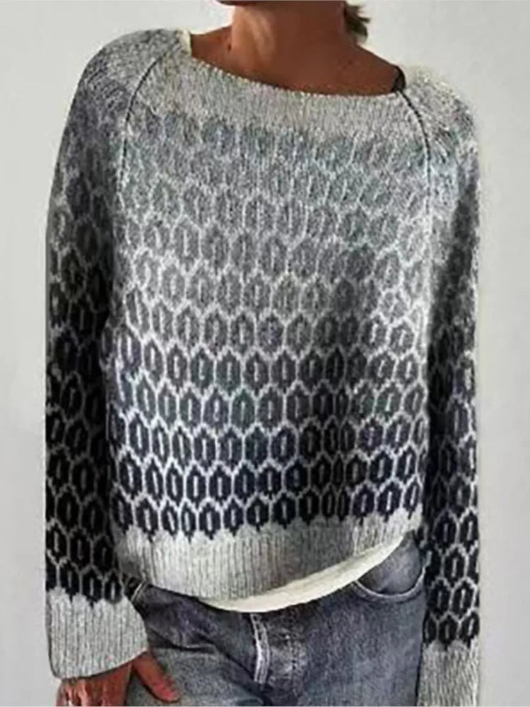 Warm Fashion Women Dark Green Round Neck Sweaters