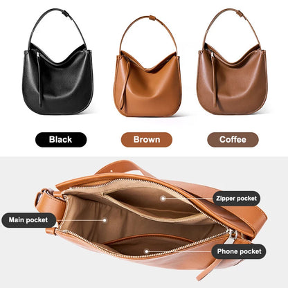 Genuine Leather High Quality Single Shoulder Zipper Tote Bags