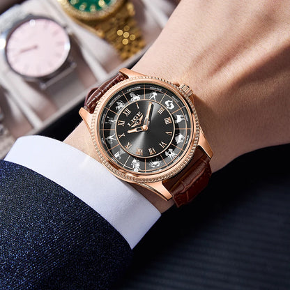 30m Water Resistance Genuine Leather Mens Luxury Quartz Watches