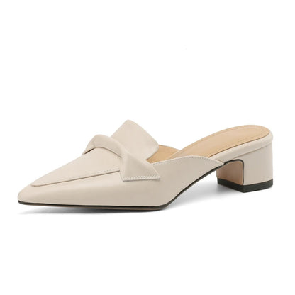 Womens New Designer Faux Leather Pointed Slippers