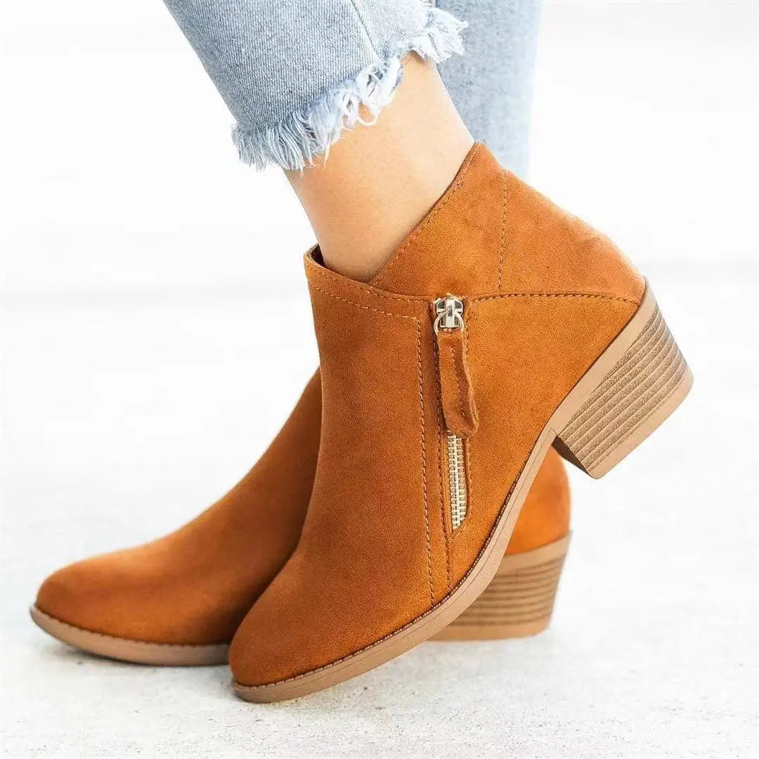 Platform Heel Suede Zipper Up Elegant Boots For Women