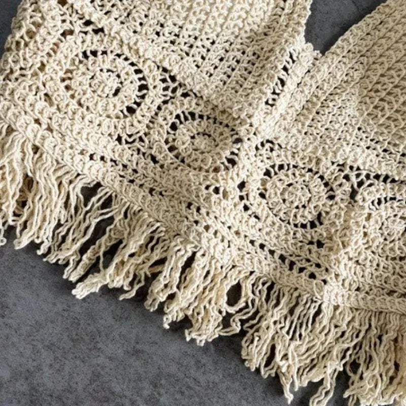 2025 Handmade Knit Crochet Crop Top Sexy Halter Camisole Push Up Beach Tank For Women Yoga Wear