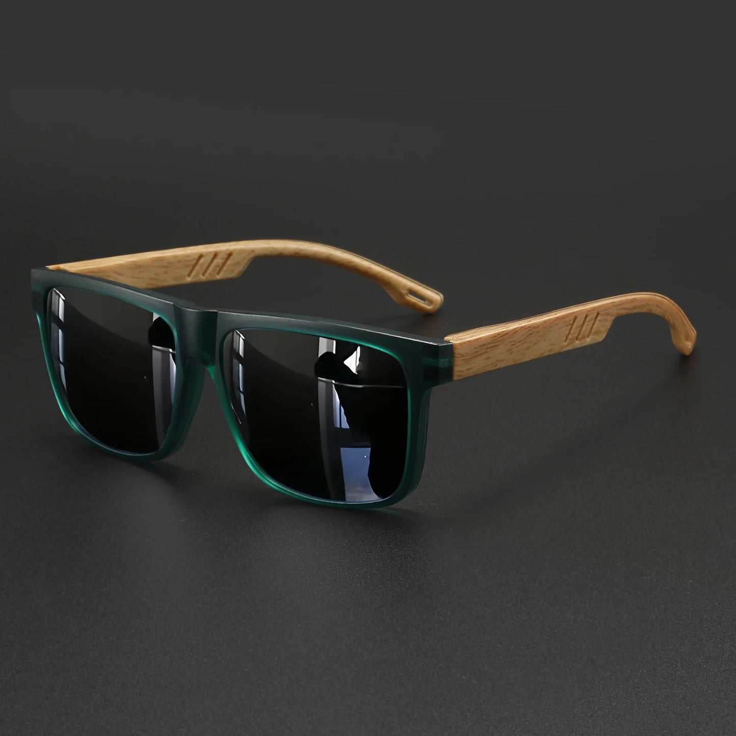 Square UV400 Sunglasses – Wood Grain Unisex Fashion Shades