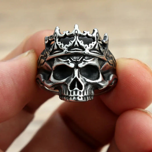 Vintage Gothic Crown Calvarium Skull Punk Rings