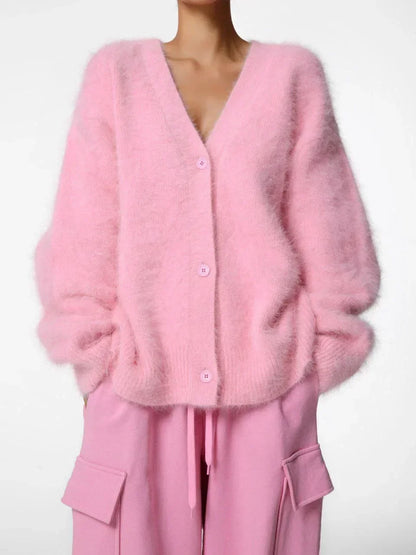 Cozy Mohair Knit Cardigan for Elegant Date Nights