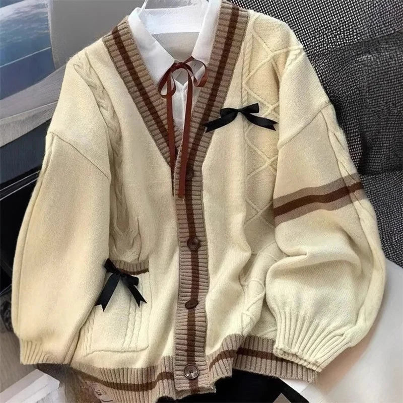 Japanese Style Nature Embroidery Cardigan Sweater