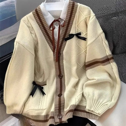 Japanese Style Nature Embroidery Cardigan Sweater