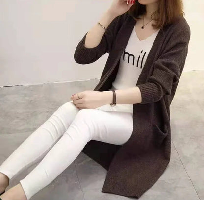 V-Neck Long Knit Cardigan for Women – 2025 Y2K Harajuku Style