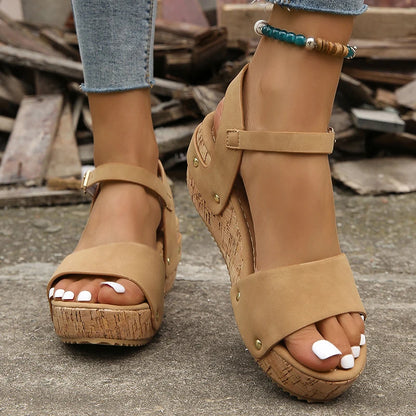 Thick Sole Wedge Heel Gladiator Sandals For Women