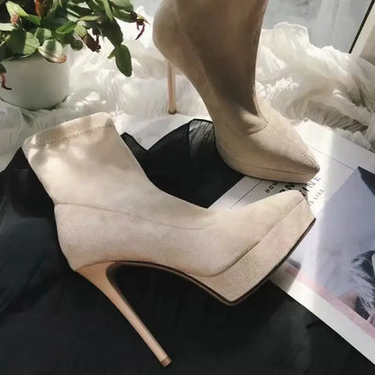 Pointed Toe Embroidery Ethnic Boots For Women Low Heel Red Platform Pumps Modern Designer Plus Size Banquet Shoes