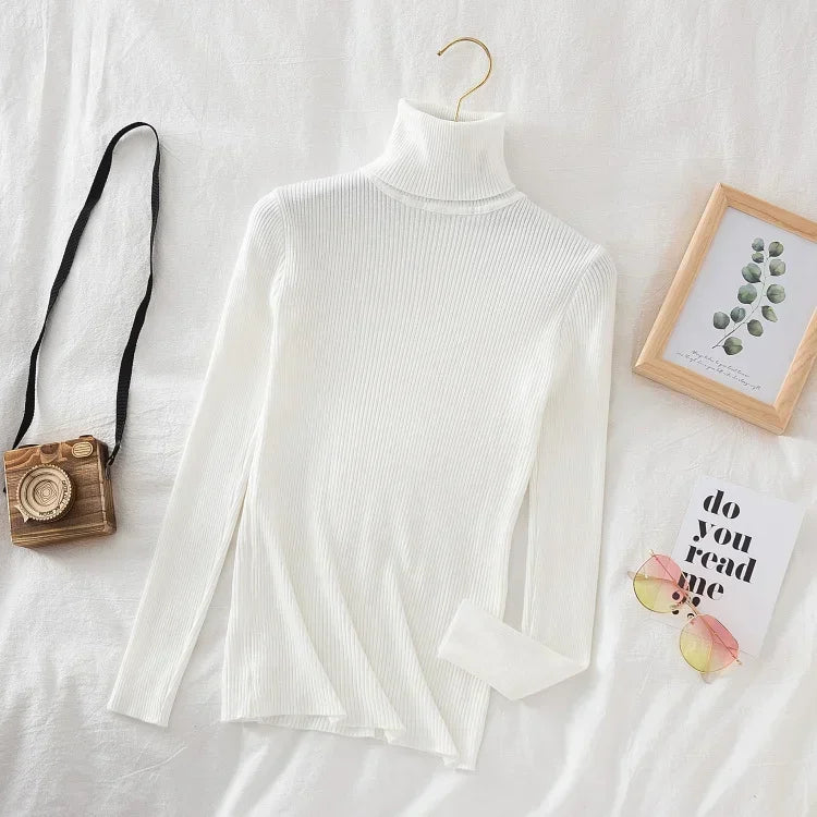 Timeless Basic: Solid Cashmere-Blend Turtleneck Jumper