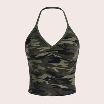 Camouflage Design Off Shoulder Women Streetwear Crop Top