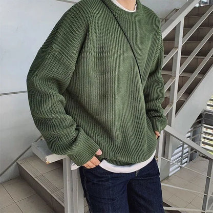 Korean Style Men Street Fashion Knitted Warm Sweaters