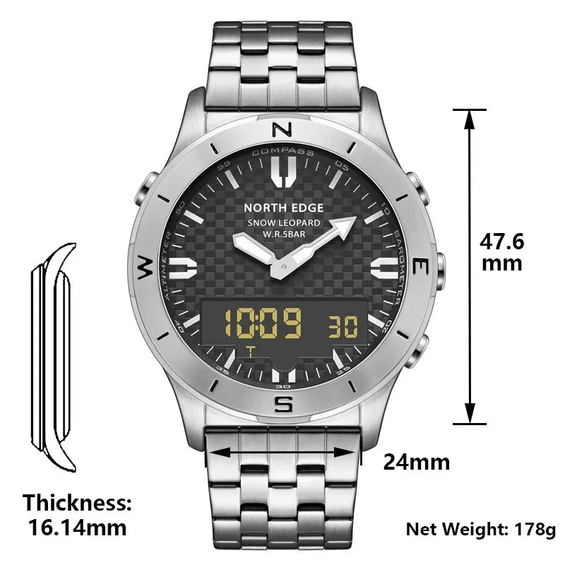 Mens North Edge Stainless Steel Military Type Quartz Analog Watches