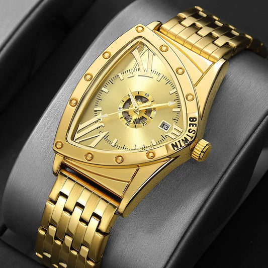 Triangle Frame Silicone Strap Luxury Quartz Men Watches