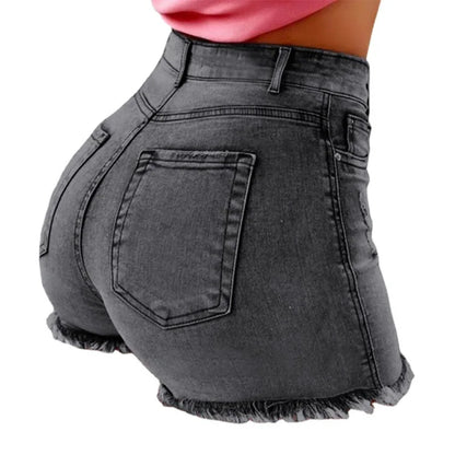 Effortless Summer Styling: High-Waist Frayed Denim Shorts