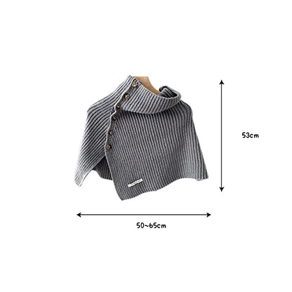 Scarf Collar Button Decoration Autumn Winter Sweater For Women