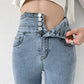 Four Buttons Down Closure Women Skinny Pencil Jeans
