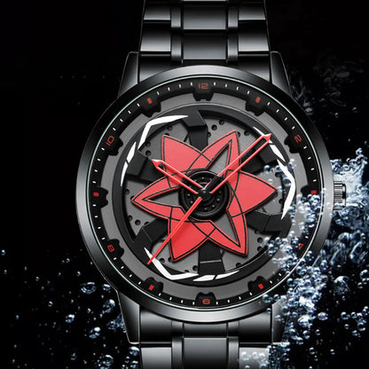 Edgy Anime Aesthetic - Sleek All-Black Mangekyou Sharingan Watch