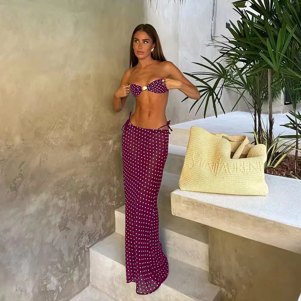 Italian Riviera Vibes Navy Blue Polka Dot Beach Set