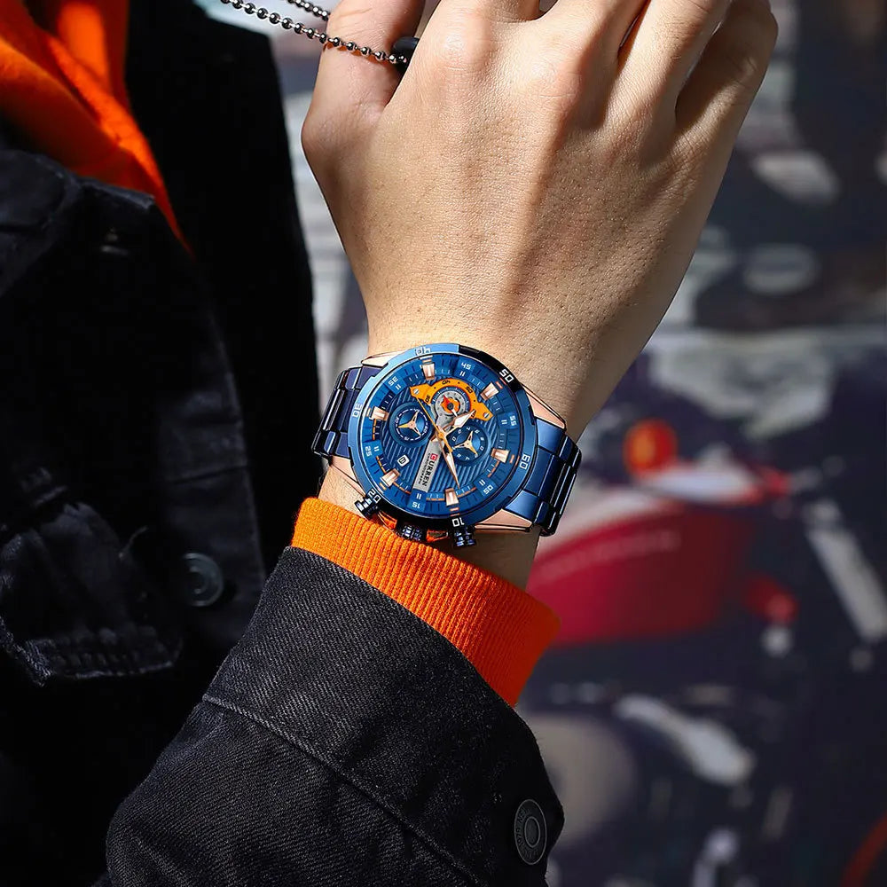 Mens Stainless Steel Creative Waterproof Analog Watches